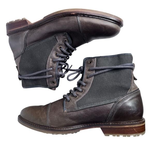 Vintage ALDO Brown Leather Canvas Combat Boots Men’s US 10 EU 43 Made Portugal main image 11